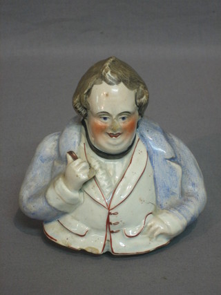 A Victorian pottery tobacco jar lid in the form of a stout gentleman 5" (chipped)