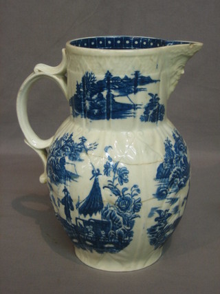 An 18th Century Worcester cabbage leaf jug with sparrow beak (heavily f and r) 9"