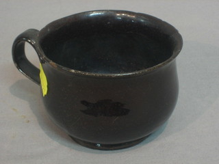 A brown glazed spew pot 4" (chip to rim)
