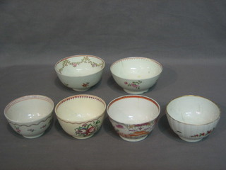 6 various 18th Century tea bowls