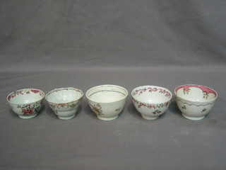 5 various 19th Century tea bowls (f)