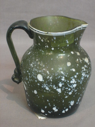 An ancient green glass jug 5"