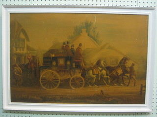 After C C Henderson, a coloured coaching print "The Exeter to London mail Coach" 17" x 26"