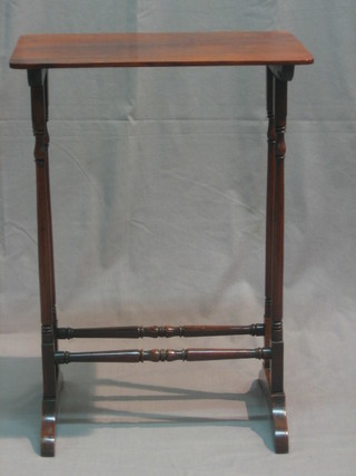 A Victorian rectangular rosewood occasional table, raised on turned supports (old repaired break to leg) 19"