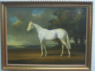 Mackenney, oil on canvas "Striding Grey Horse" signed and dated 1967, possibly  Churchill's horse  Colonist II, 17 x 24"