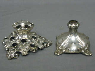A curious Continental embossed silver epergne? base 5" and a Continental silver centre piece (f) 4"