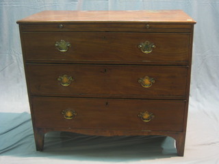 A Georgian mahogany chest fitted a brushing slide above 3 long drawers, raised on bracket feet 36"