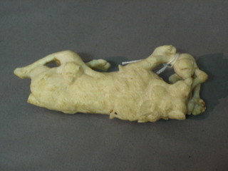 A carved ivory figure of a lion 4" (f)