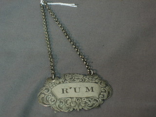 A Victorian engraved silver rum label, Birmingham 1845