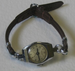 A lady's RWC wristwatch contained in a chromium plated case