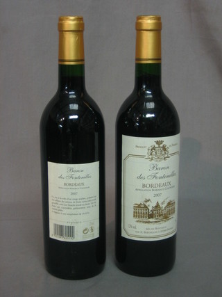 6 bottles of 2007 red Baron des Fontenilles Bordeaux wine