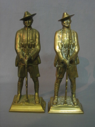 A pair of brass figures of Gurkhas 12"