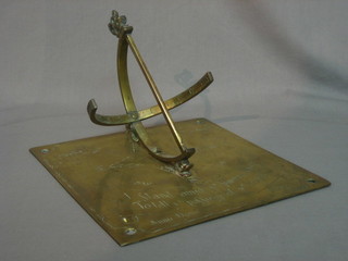 A 19th Century square brass sun dial marked 1692 10"