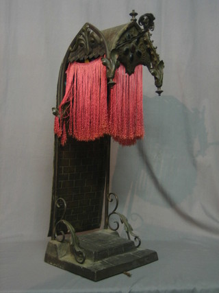 An Art Nouveau bronze shrine type lamp 29"