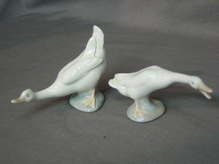 A Lladro figure of a standing goose 6" and a Nao figure of a standing goose