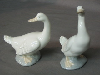 2 Nao figures of standing geese 5" and 7"