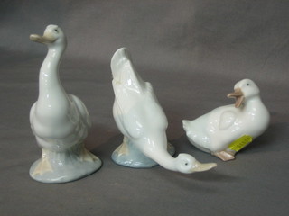 A Nao figure of a duck 3" and 2 Nao figures of geese 6"