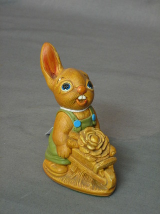 A Pendelfin figure of a rabbit with wheel barrow 4" (some light chips)