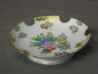 A Herend Hvngary circular dish with floral and butterfly decoration 6"