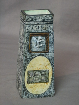 A Troika coffin vase, the base marked JF (Jane Fitzgerald who potted between 1976-1983) 7"