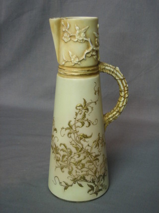 A Victorian Royal Worcester blush ivory jug, base with purple Worcester mark RD no. 17049 1027 10"