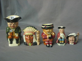 A Royal Doulton miniature character jug  Porthos 3", do. North American Indian 4" and 3 other Toby jugs
