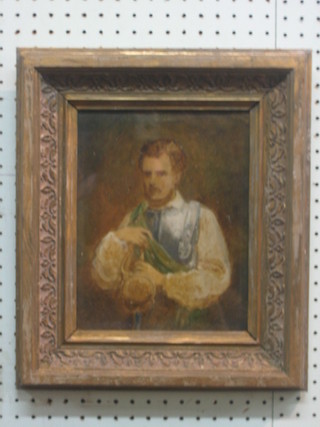 A Victorian oil painting on board "Portrait of a Cavalier" 10" x 8"
