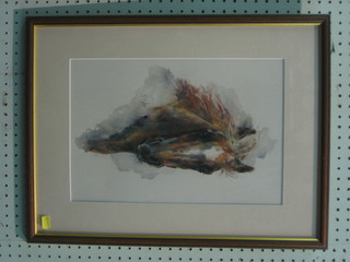 Watercolour, head and shoulders portrait "Chestnut Horse" 15" x 10"