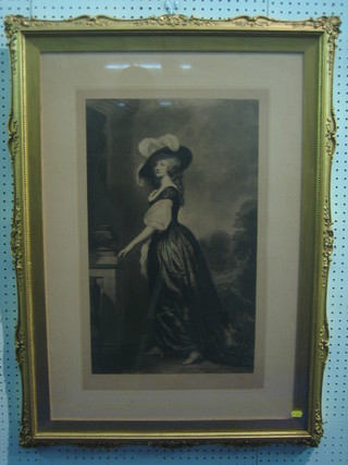 A monochrome print "Standing Noble Woman" 24" x 14"
