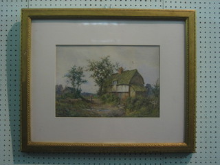 Warwick Reynolds, watercolour "Country Cottage with Figure" 10" x 15", signed and dated 1897