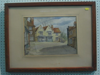 W S Battock, watercolour drawing "Chapel Street Guildford" signed and dated 10" x 14"