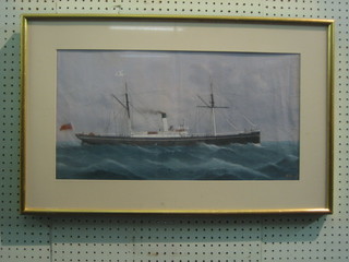 D'Esposito Maltese, watercolour drawing "Merchant Steam Ship" 13" x 33",  signed