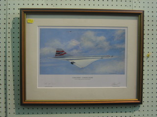 After  Hansard, limited edition coloured print "Concord Coming Home" signed by Captain Jack Low and Anthony Hansard, 9" x 13"