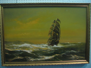 Dion Pear, oil on canvas "Clipper in Full Sail" 23" x 25"