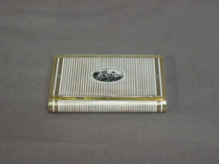 A continental silver and enamel patch box/compact with hinged lid 3"