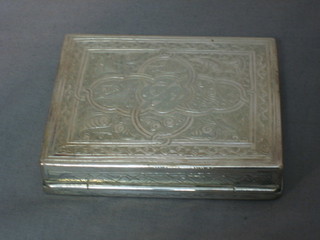 An Eastern engraved silver box with hinged lid 3 ozs