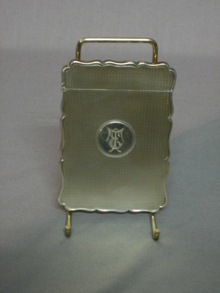 A Victorian silver card case with engine turned decoration, London 1869, 2 ozs