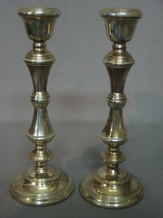 A pair of silver candlesticks, Birmingham 1970 11"