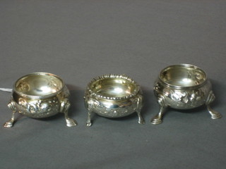 A pair of Victorian silver salts London 1862 and 1 other Victorian silver salt 3 ozs