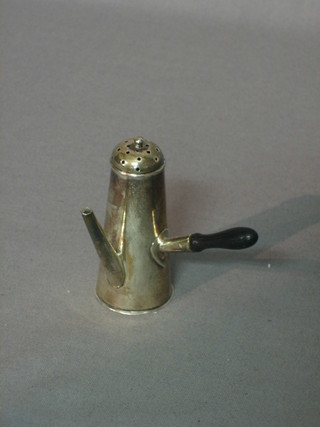 A Victorian silver pepperette in the form of a side handle coffee pot, Chester 1894