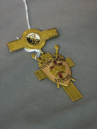 An "American" gilt metal and enamel Rose Croix/Knights Templar jewel marked Grand Rapids