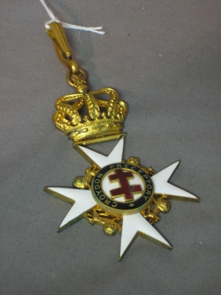 A gilt metal and enamel Knights Templar Past Preceptor's jewel for Croydon Preceptory