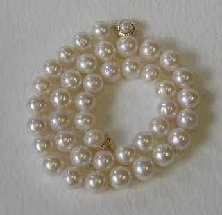 A rope of large cultured pearls