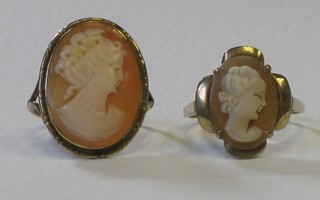 2 shell carved cameo rings