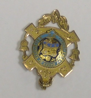 A 9ct gold and enamel Independent Order of Rechabites watch fob medallion