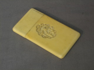 A carved ivory card case 2 1/2"