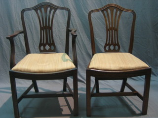A set of 6 mahogany Hepplewhite style dining chairs - 2 carvers and 4 standard
