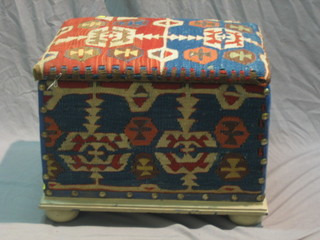 A 19th Century square ottoman with Kelim upholstery 23"