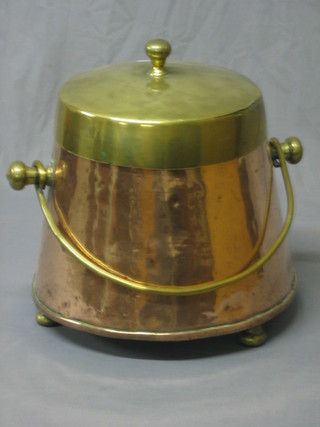 A Dutch copper and brass lidded coal/peat bin