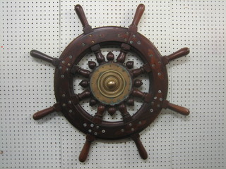 A hardwood decorative 8 spoked ships wheel 28"